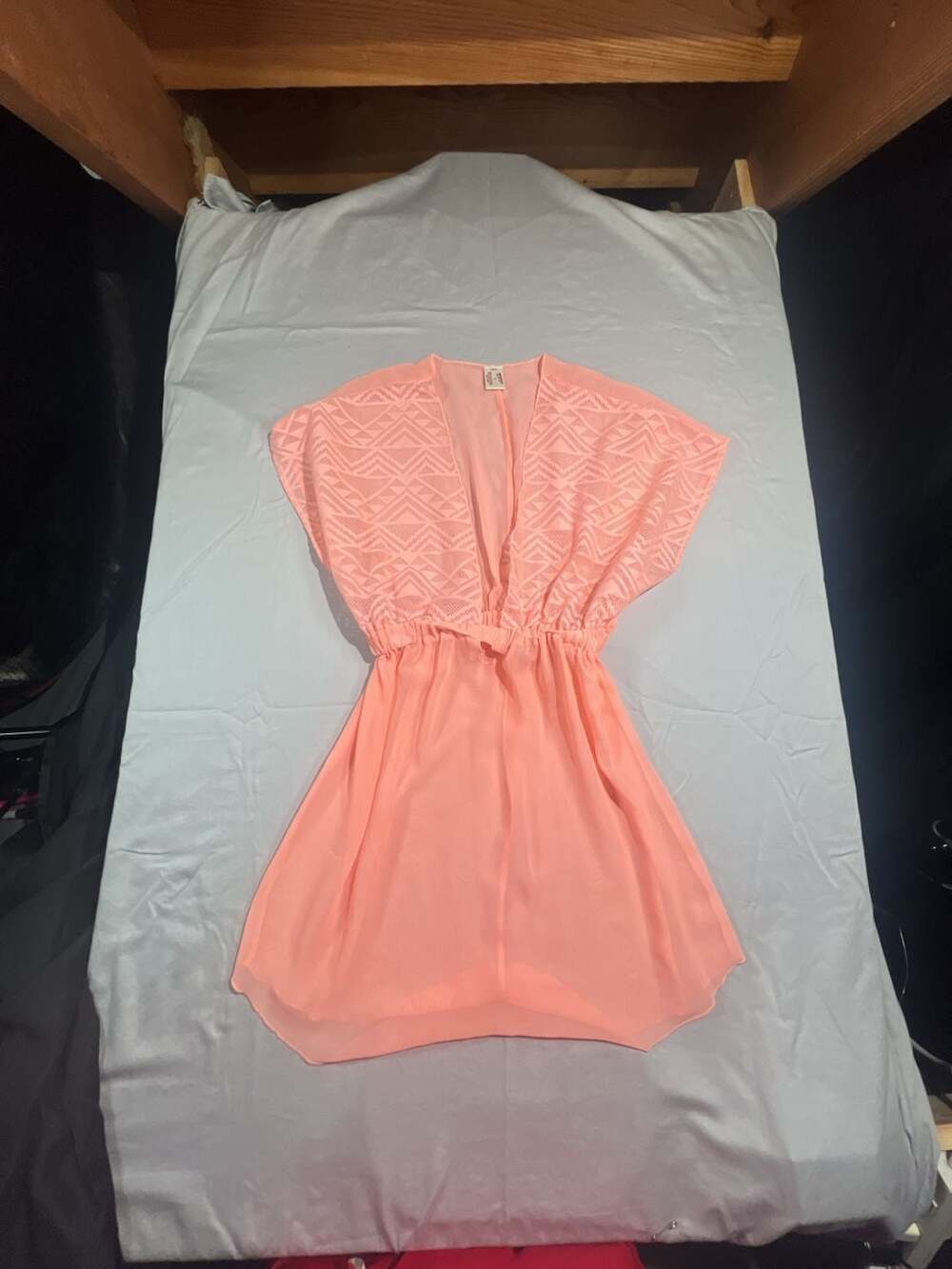 Arizona Jeans Women's Size S Peach Sheer Geometric Cover-Up Dress